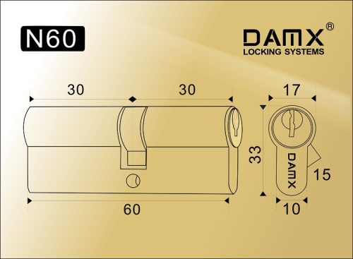 DAMX Цилиндр прос. ключ-ключ N 60 mm PB