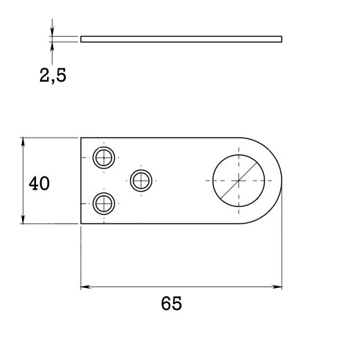 Проушина 65х40х2,5 прямая (б/п)