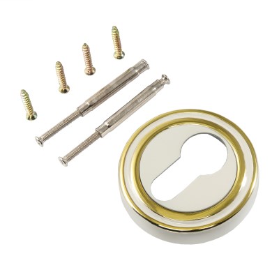 ET 16 W/GP Накладки на цилиндр Renz, белый - золото блестящее