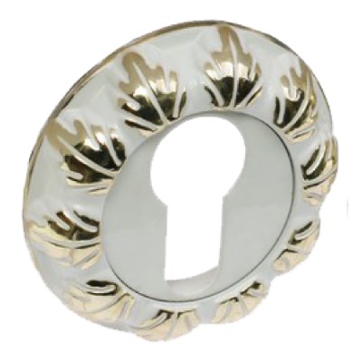 INET 10 W/GP Накладка на цилиндр к ручкам Renz, белый - золото блестящие