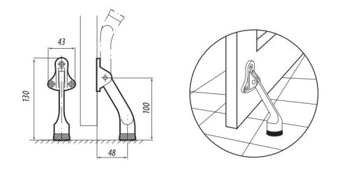 Аллюр Фиксатор дверной KH-130BR (бронза) 