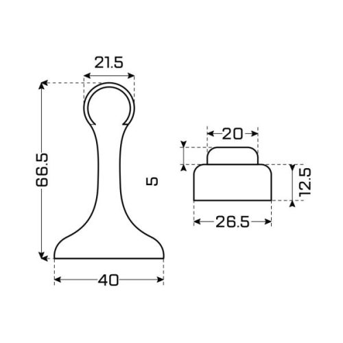 Стандарт Ограничитель дверной магнитный 102 BL (матовый чёрный) прямой