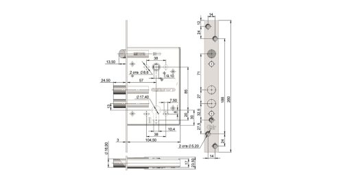 Замок врезной ЗВ-7РМП-ИБ-А-левый Хп
