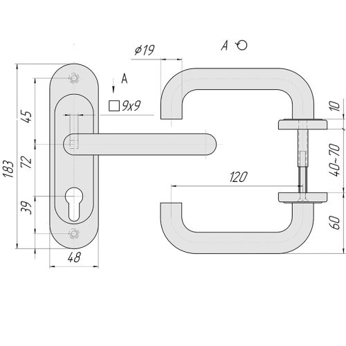 Ручка на планке Р72-4949У-Чш (чёрная шагрень)