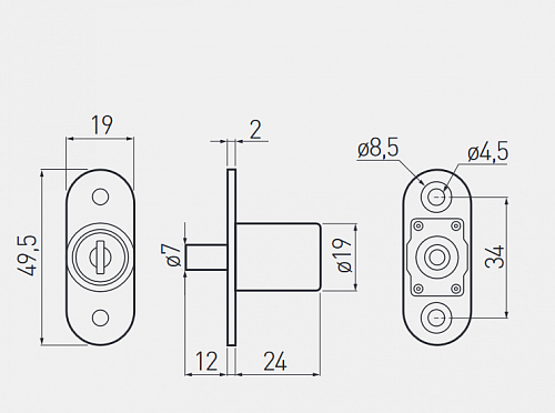Замок мебельный 105
