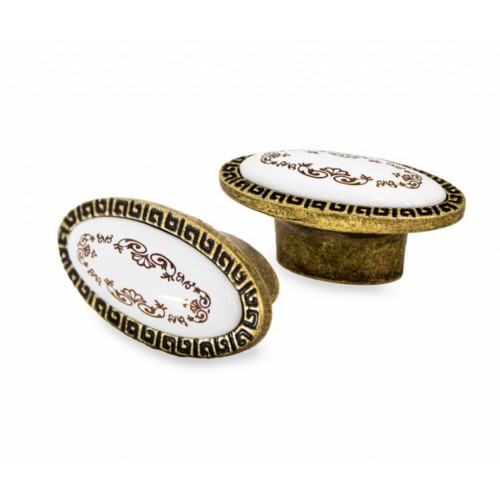 Ручка-кнопка мебельная 10483-К (бронза+керамика)