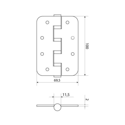 Стандарт  Петля 100х70х2,5 4BB BL (матовый чёрный)