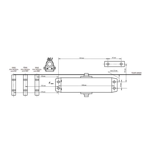 Доводчик NOTEDO DC-045-155 SL+HO+DA+BC PRO (серебро)