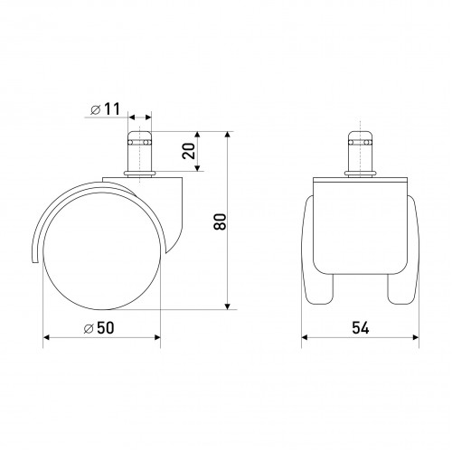 Опора колёсная D50 для офисных кресел